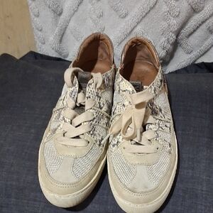 Frye Beige Snake-Print Women’s Sneakers